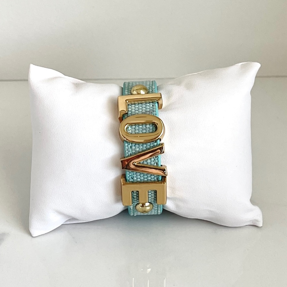 BCBG LOVE Cuff Bracelet with Snap Turquoise and Gold